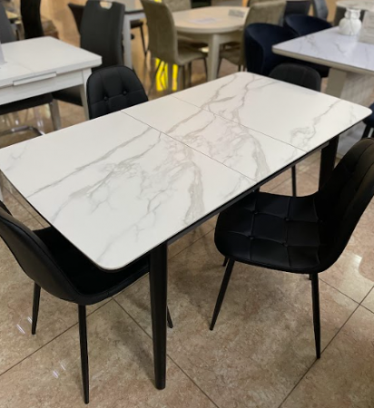 Стол обеденный модерн VTR- TM-76 белый мрамор + черный 