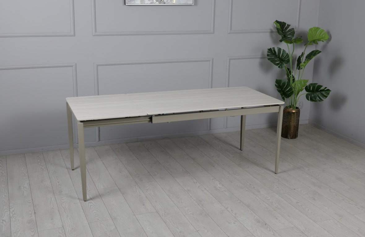 Стол раскладной TOP- Хит бежевый мат/ тауп ноги 140/200х80х75 см 