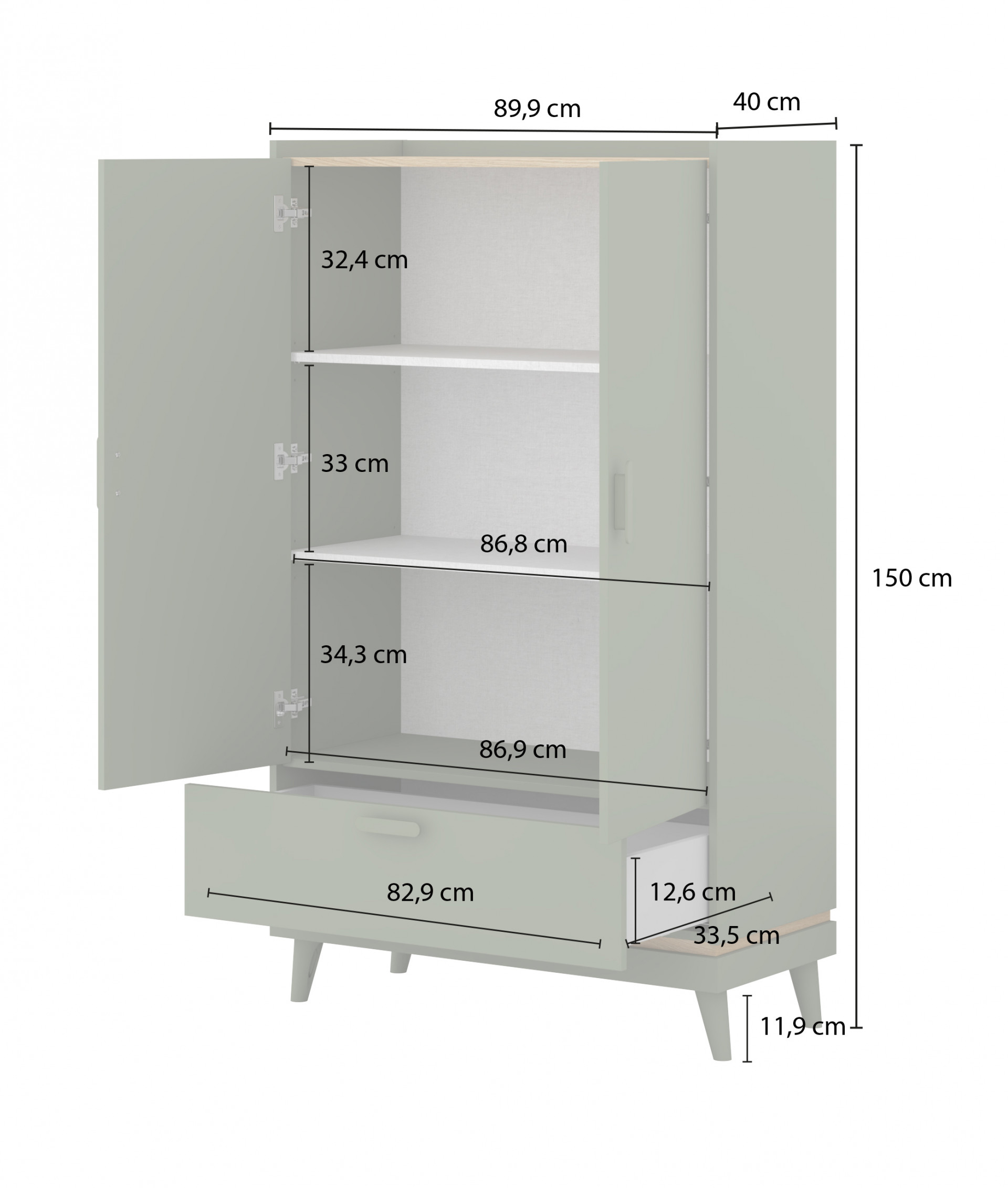 Шкаф на 2 двери с 1 ящиком Helvetia SCANDI 24D5OH38 (дуб/кирпич)