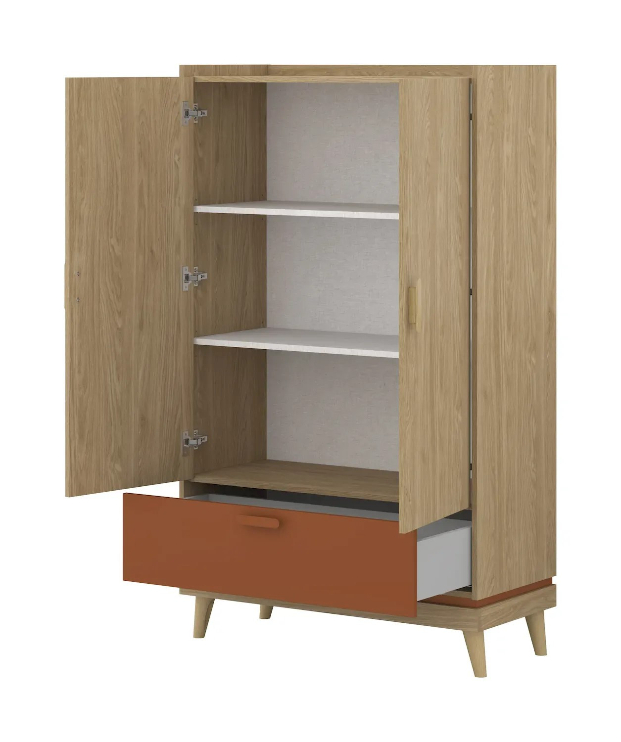 Шкаф на 2 двери с 1 ящиком Helvetia SCANDI 24D5OH38 (дуб/кирпич)