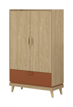 Шкаф на 2 двери с 1 ящиком Helvetia SCANDI 24D5OH38 (дуб/кирпич)