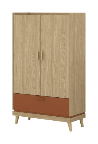 Шкаф на 2 двери с 1 ящиком Helvetia SCANDI 24D5OH38 (дуб/кирпич)