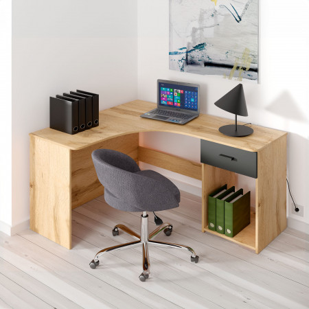 Угловой стол Helvetia CORNER 2497LU03 (дуб вотан/черный оникс)