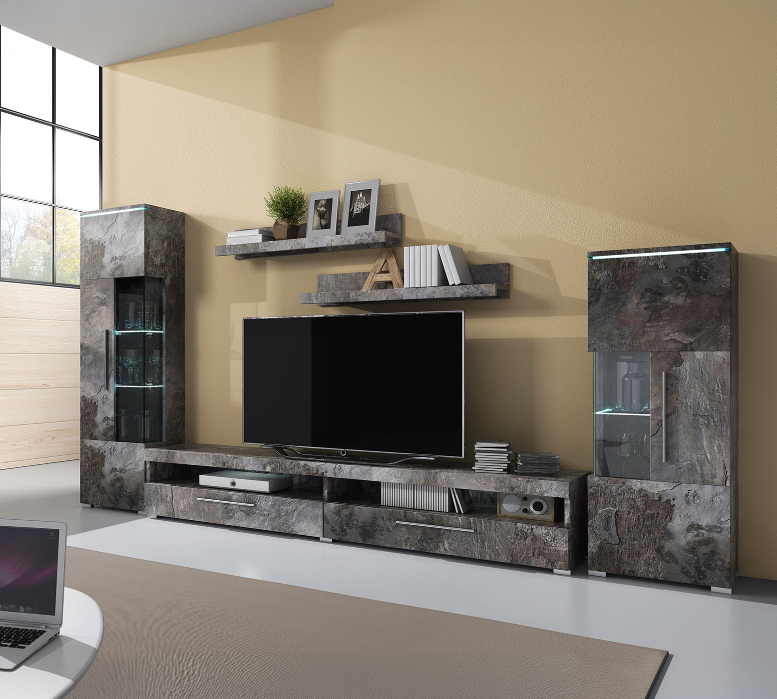 Стенка в гостиную Helvetia INDIA 24B0DE09 (шиффер)