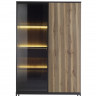 Витрина высокая на 2 двери с подсветкой Perfect home Sento WTSZ104 (черный/дуб вотан)