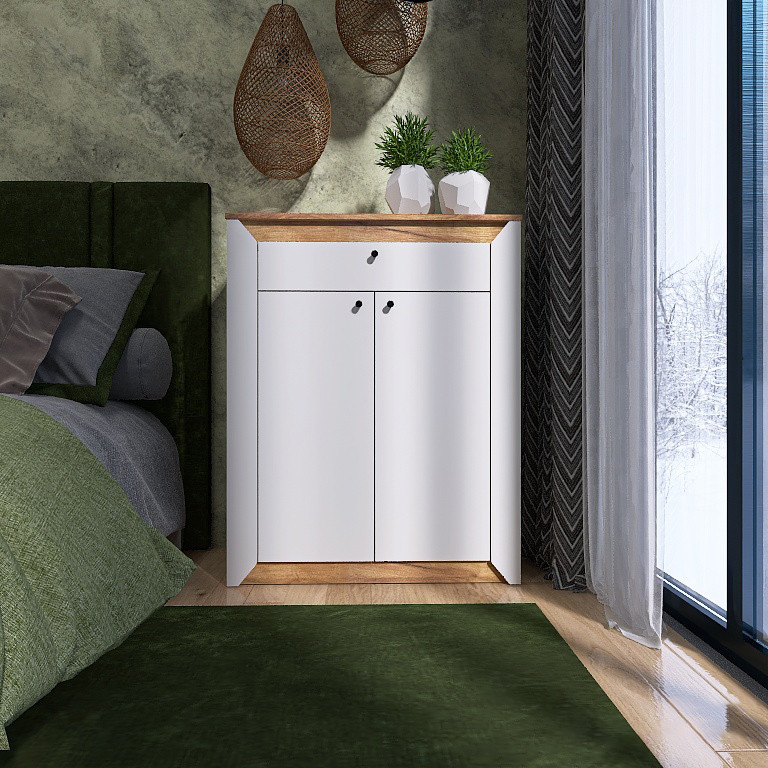 Тумба- комод EVR- Нордик-800 дуб крафт золотой + фасад белый