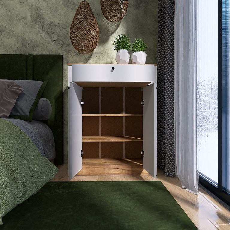 Тумба- комод EVR- Нордик-800 дуб крафт золотой + фасад белый