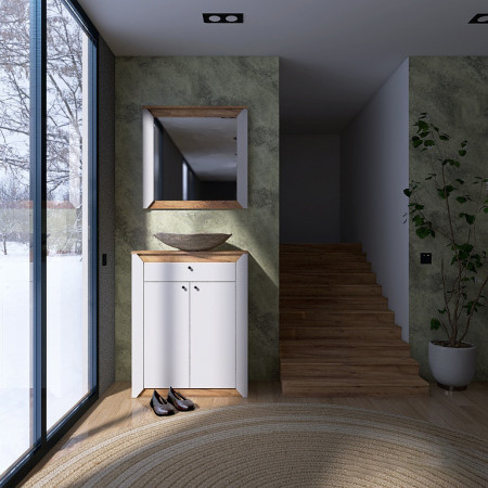 Тумба- комод EVR- Нордик-800 дуб крафт золотой + фасад белый