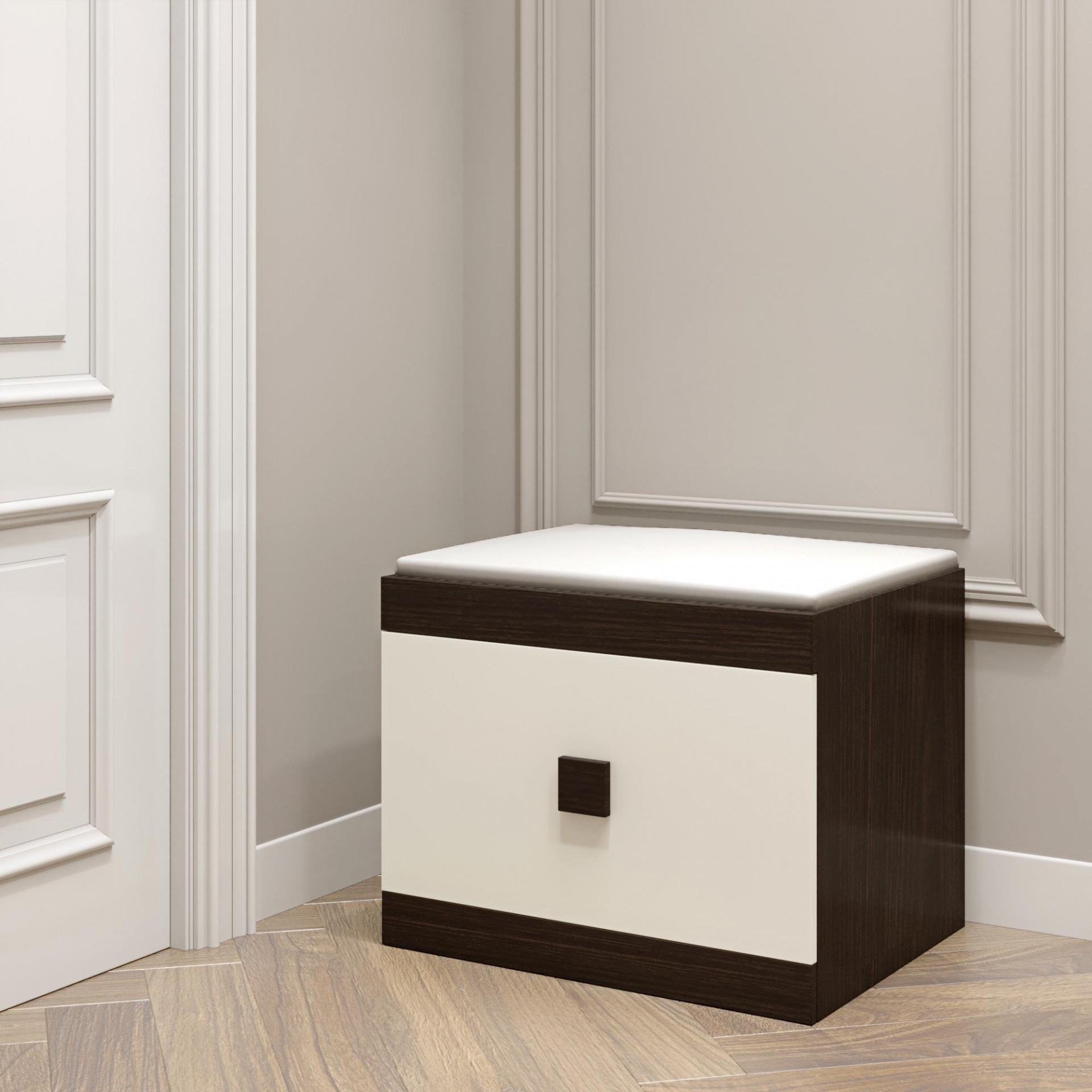 Тумба для обуви в прихожую EVR- Соната ТО-600 венге + фасад белый
