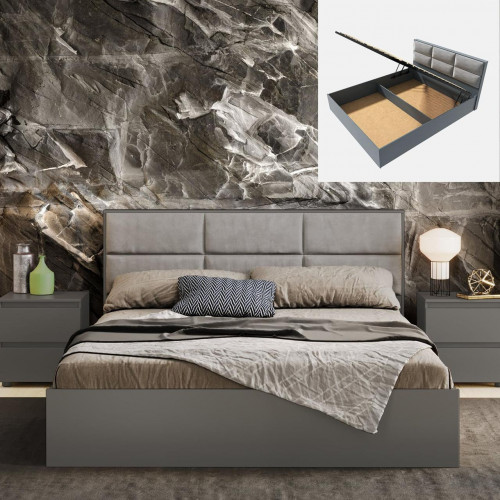 Кровать с мягким изголовьем EVR- Лайт (основа подъемный механизм) графит