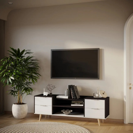 Тумба под телевизор 54х160х40 см KOD- Тумба ТВ-Хюгге (белый фасад)
