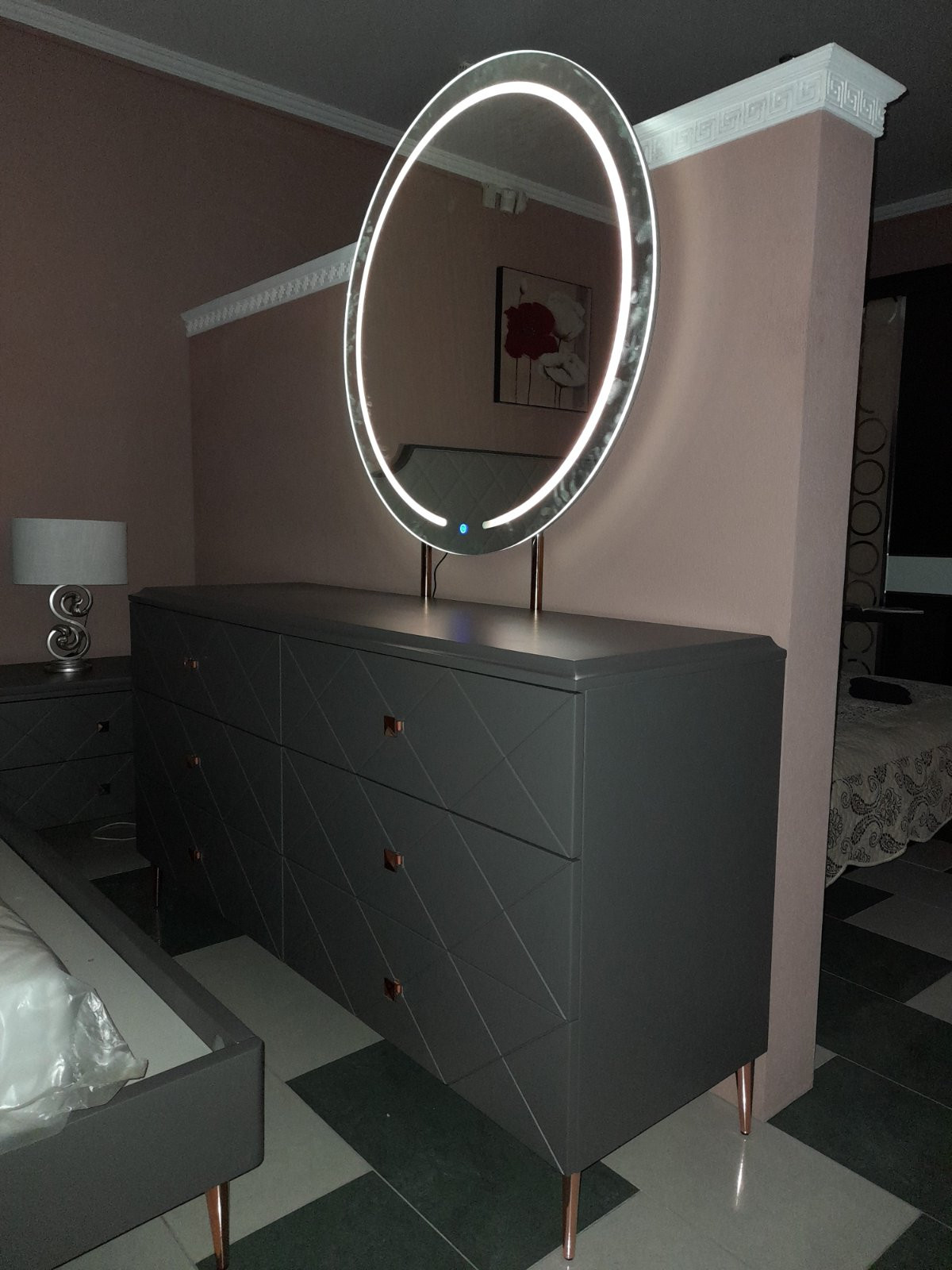 Зеркало с LED подсветкой SMS- TOLEDO Темно-серый матовый