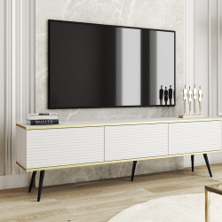 Тумба под ТВ Perfect Home Оро / Oro RTV175 MDF 3-дверная с черными ножками Белый