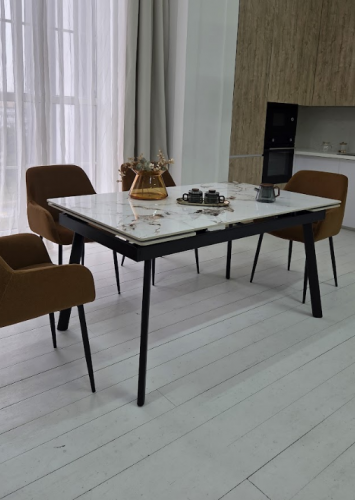 Стол керамический раскладной VTR- TM-98 панда вайт/ черный  150-210*90*76