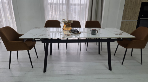 Стол керамический раскладной VTR- TM-98 панда вайт/ черный  150-210*90*76