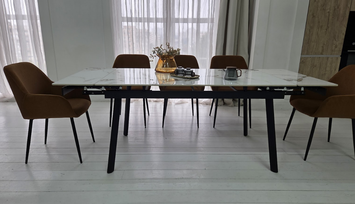 Стол керамический раскладной VTR- TM-98 панда вайт/ черный  150-210*90*76