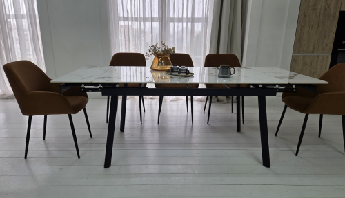 Стол керамический раскладной VTR- TM-98 панда вайт/ черный  150-210*90*76