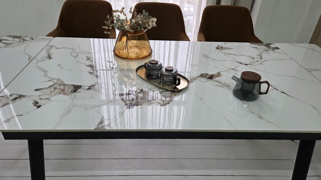 Стол керамический раскладной VTR- TM-98 панда вайт/ черный  150-210*90*76