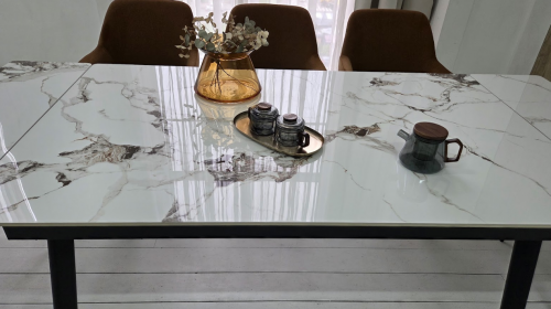 Стол керамический раскладной VTR- TM-98 панда вайт/ черный  150-210*90*76