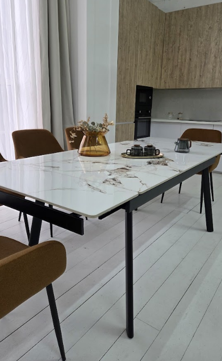 Стол керамический раскладной VTR- TM-98 панда вайт/ черный  150-210*90*76