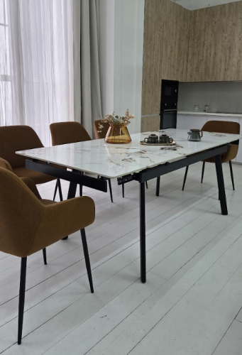 Стол керамический раскладной VTR- TM-98 панда вайт/ черный  150-210*90*76