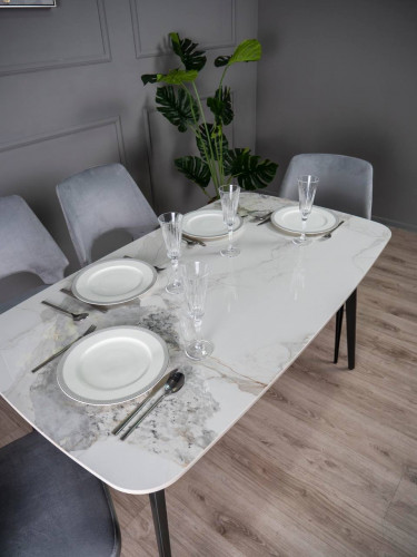 Стол раскладной TOP- Люкс белый глянец /черные ноги 140/200  