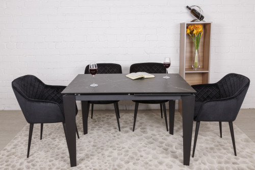 Комплект обеденный NL- ALTA керамика черный + кресла BAVARIA (1+4)