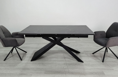 Стол раскладной INI- MADISON CERAMIC 160(240)*90 черный мат/ черный 