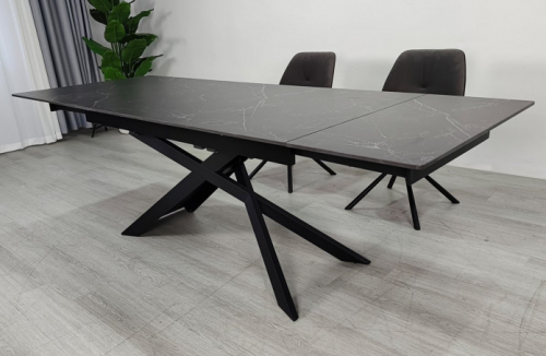 Стол раскладной INI- MADISON CERAMIC 160(240)*90 черный мат/ черный 