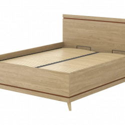 Кровать двуспальная с газовым подьемником Helvetia SCANDI (дуб/кирпич)