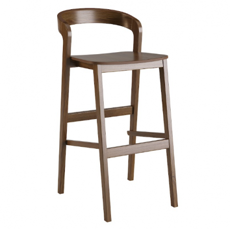 Стул барный LVK- Floki new орех темный с твердым сиденьем