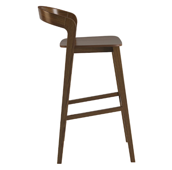 Стул барный LVK- Floki new орех темный с твердым сиденьем