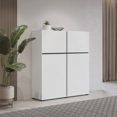 Комод высокий  на 4 двери Helvetia CROSS 249WMY76 (белый-черный)