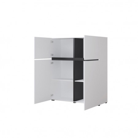 Комод высокий  на 4 двери Helvetia CROSS 249WMY76 (белый-черный)