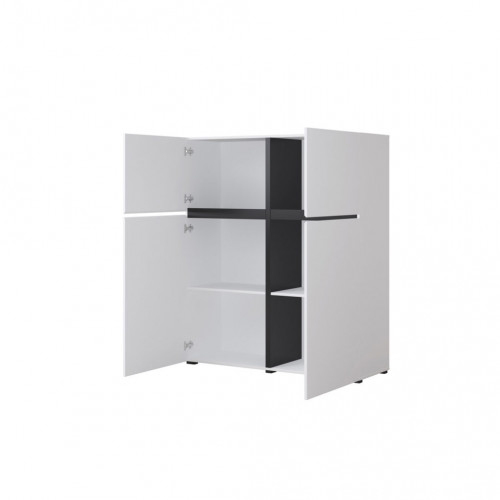 Комод высокий  на 4 двери Helvetia CROSS 249WMY76 (белый-черный)