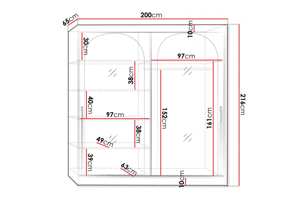 Шкаф-купе Signal MODIN 200 200х215х65 черный / черный 