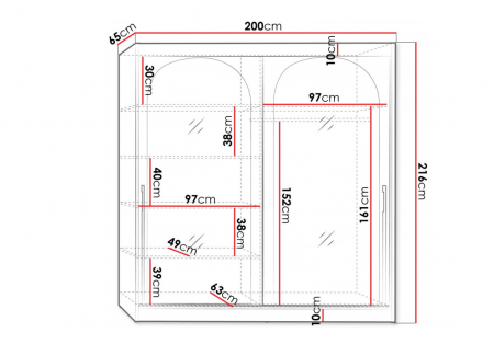 Шкаф-купе Signal MODIN 200 200х215х65 черный / черный 
