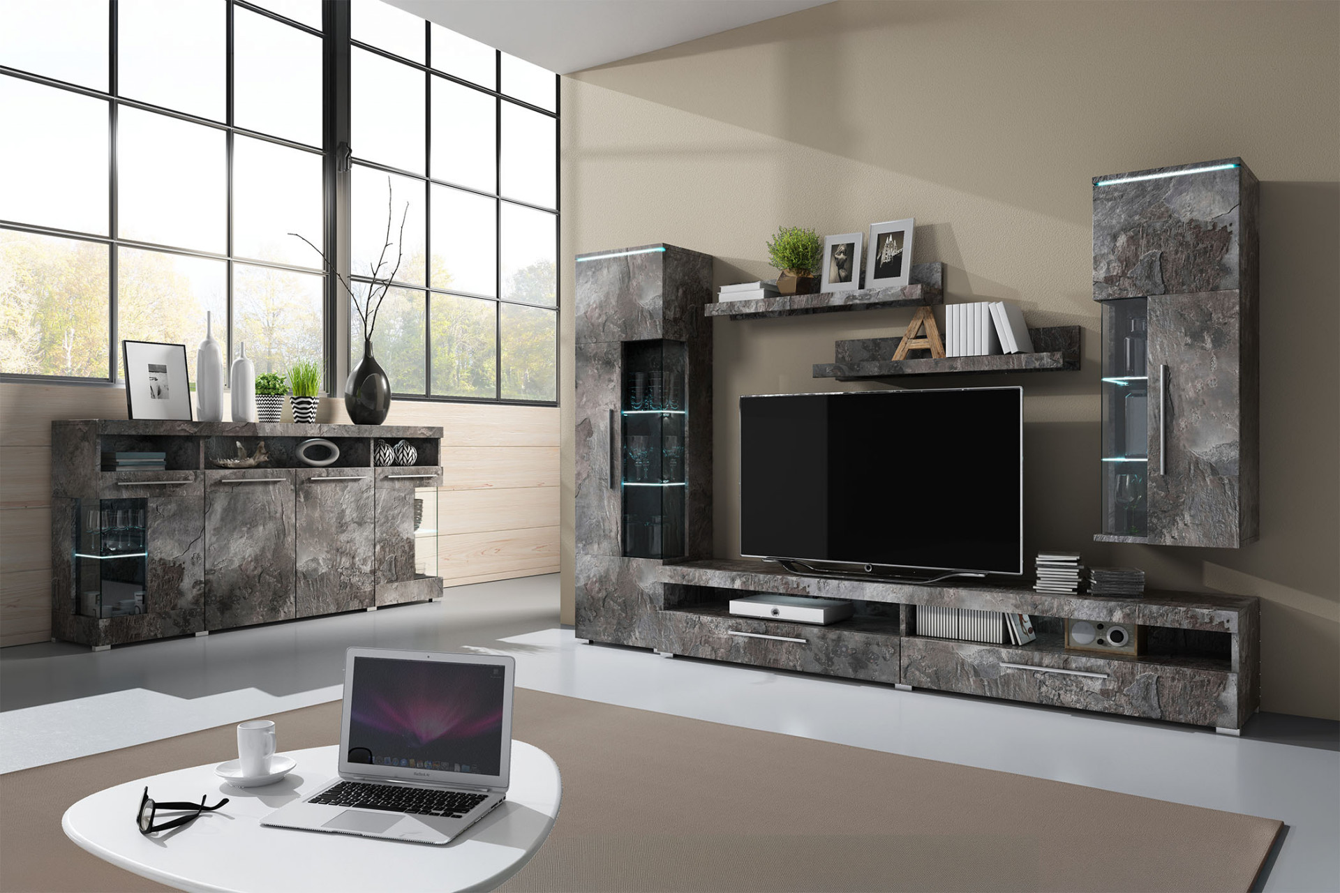 Стенка в гостиную Helvetia INDIA 24B0DE10 (шиффер)