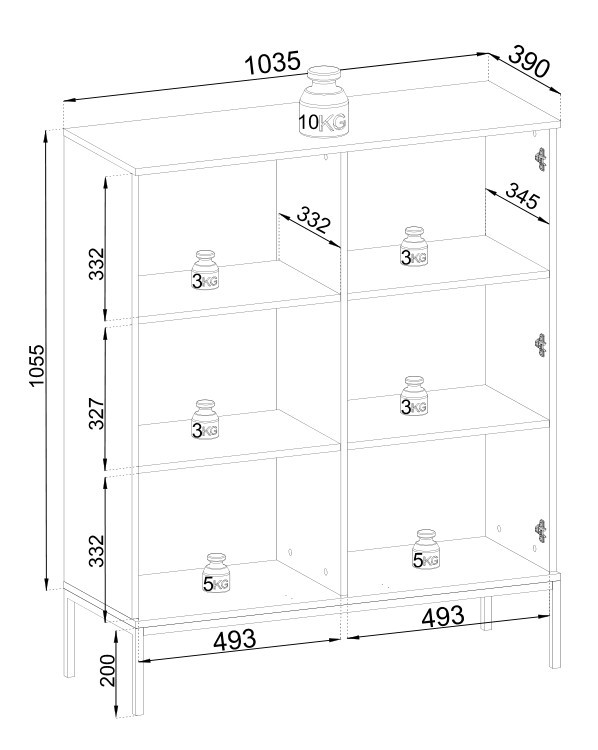 Витрина низкая на 2 двери с подсветкой Perfect home Sento WT104 (черный/дуб вотан)