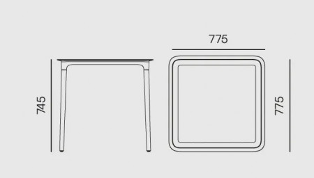 Стол квадратный уличный VLL- FERNE Rimo (серый, зеленый)