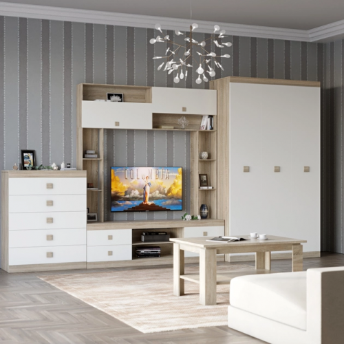 Комплект в гостиную EVR- Соната-1 дуб Сонома + фасад белый