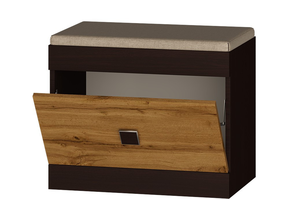 Тумба для обуви в прихожую EVR- Соната ТО-600 венге + фасад крафт золотой