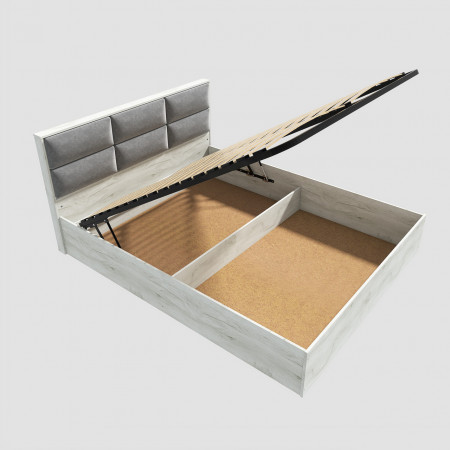 Кровать с мягким изголовьем EVR- Лайт (основа подъемный механизм)  крафт белый