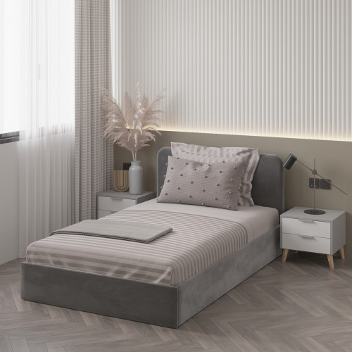 Полуторная кровать с мягкой обивкой и ортопедическими ламелями KOD- КР-120 Хюгге