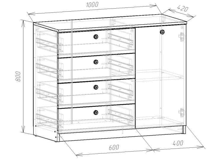 Комод Марк-1 80х100х42 см KOD- КМ-5-1ф