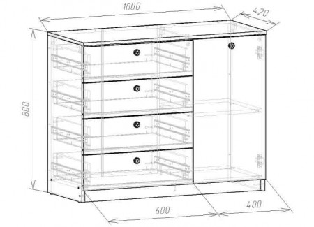 Комод Марк-1 80х100х42 см KOD- КМ-5-1ф