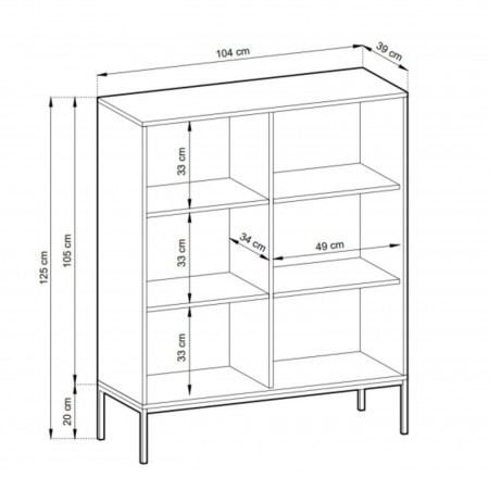 Комод высокий Perfect Home Nova 2-дверный с золотыми ножками K104 Серый