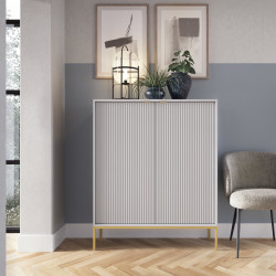Комод высокий Perfect Home Nova 2-дверный с золотыми ножками K104 Серый