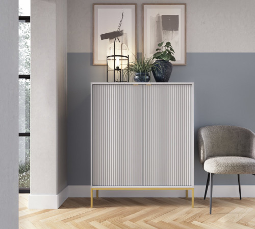 Комод высокий Perfect Home Nova 2-дверный с золотыми ножками K104 Серый