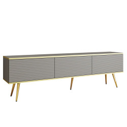 Тумба под ТВ Perfect Home Оро / Oro RTV175 MDF 3-дверная с золотыми ножками Серый